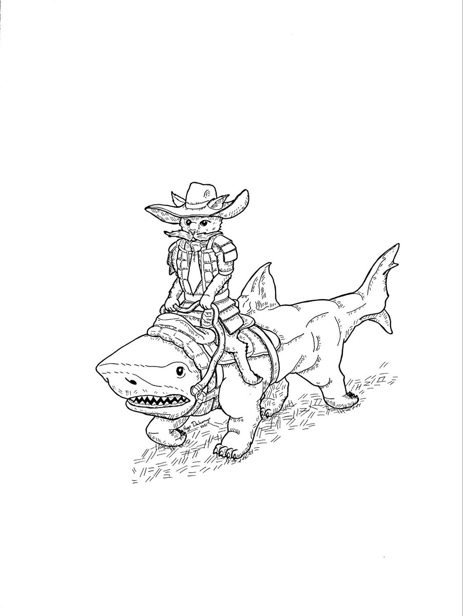 DrakemyrDesign's tweet image. The Click @NotTheClick in his furry persona riding his pet landshark Sharkoo!!!

Original:
instagram.com/p/CUoANydM-MC/…

#illustration #art #ink #inkart #cyberpunk #cyberpunkart #landshark #theclick #clickykitty #cat #furry  #dnd #beast  #shark #furryirl #CuteAnimals