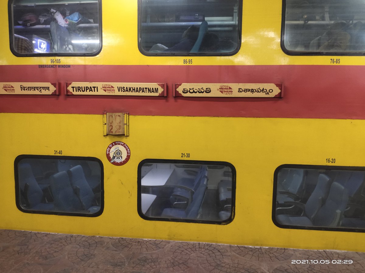 MJavalahonda's tweet photo. No train ticket No reservation No seats All seats are vacant Although this train goes from Visakhapatnam to Tirupati but no reservation ticket is given
I want our government to think about this as it will do a lot of damage to the government
@AshwiniVaishnaw @RailMinIndia #train https://t.co/Ct3jTGl0uq