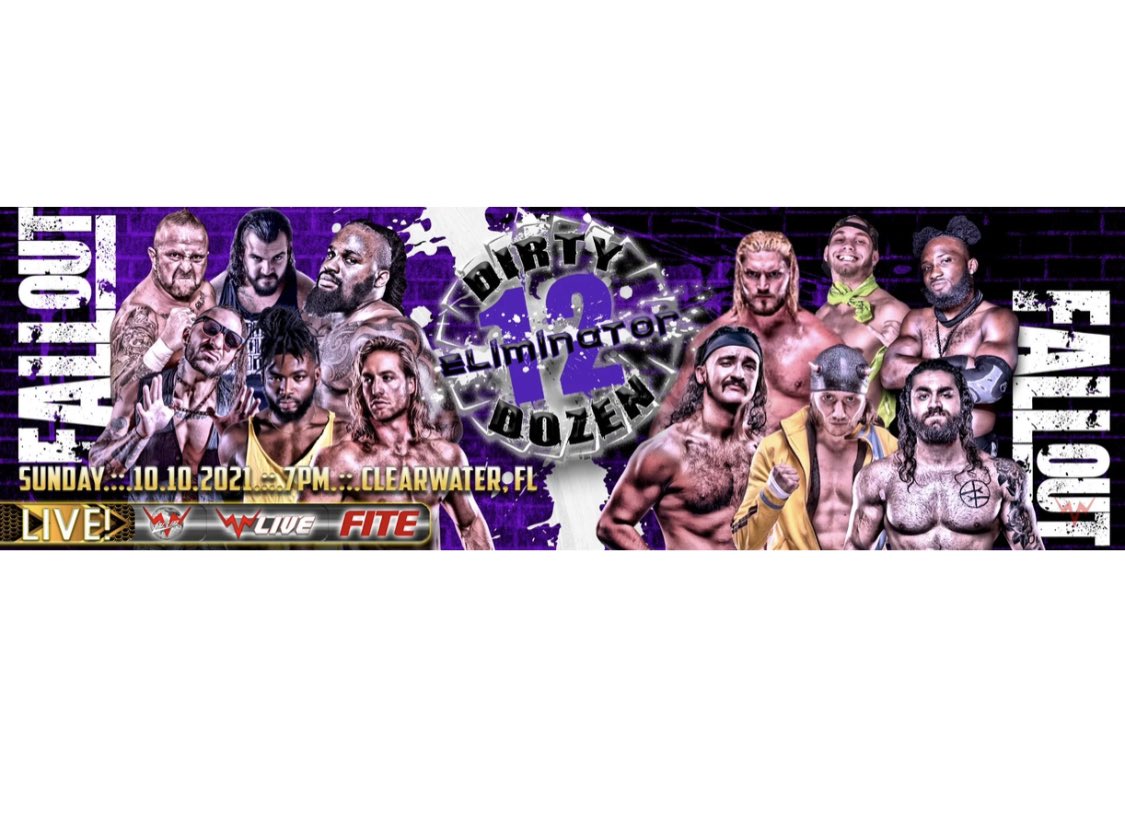 WWNFIP's tweet photo. WWN &amp; Full Impact Pro present #Fallout2021
Sun Oct 10 Clearwater, FL

Floridas brightest and best (the ‘’Dirty Dozen’) compete for a shot against FIP champ @JonDavis817
Streaming; https://t.co/jMn6UhRTl2 
tickets; https://t.co/0zdTjqb3CX
#wrestling https://t.co/chg0yQHvrA