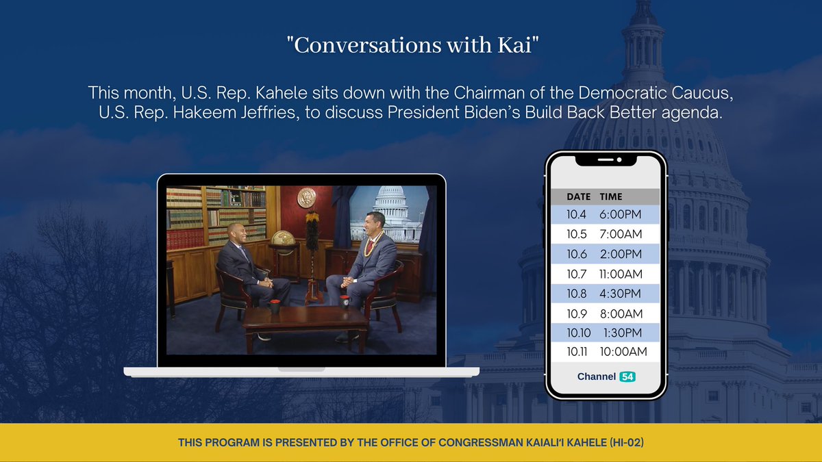 NaLeoTV's tweet photo. You can catch a brand new episode of “Conversations with Kai” airing all week on Nā Leo TV Channel 54 and online at https://t.co/b1R98LMzu5. Mahalo @RepKahele for helping bring government closer to the people through community access television. #NaLeoTV #OpenGovernment https://t.co/6XDjj7hJ8p