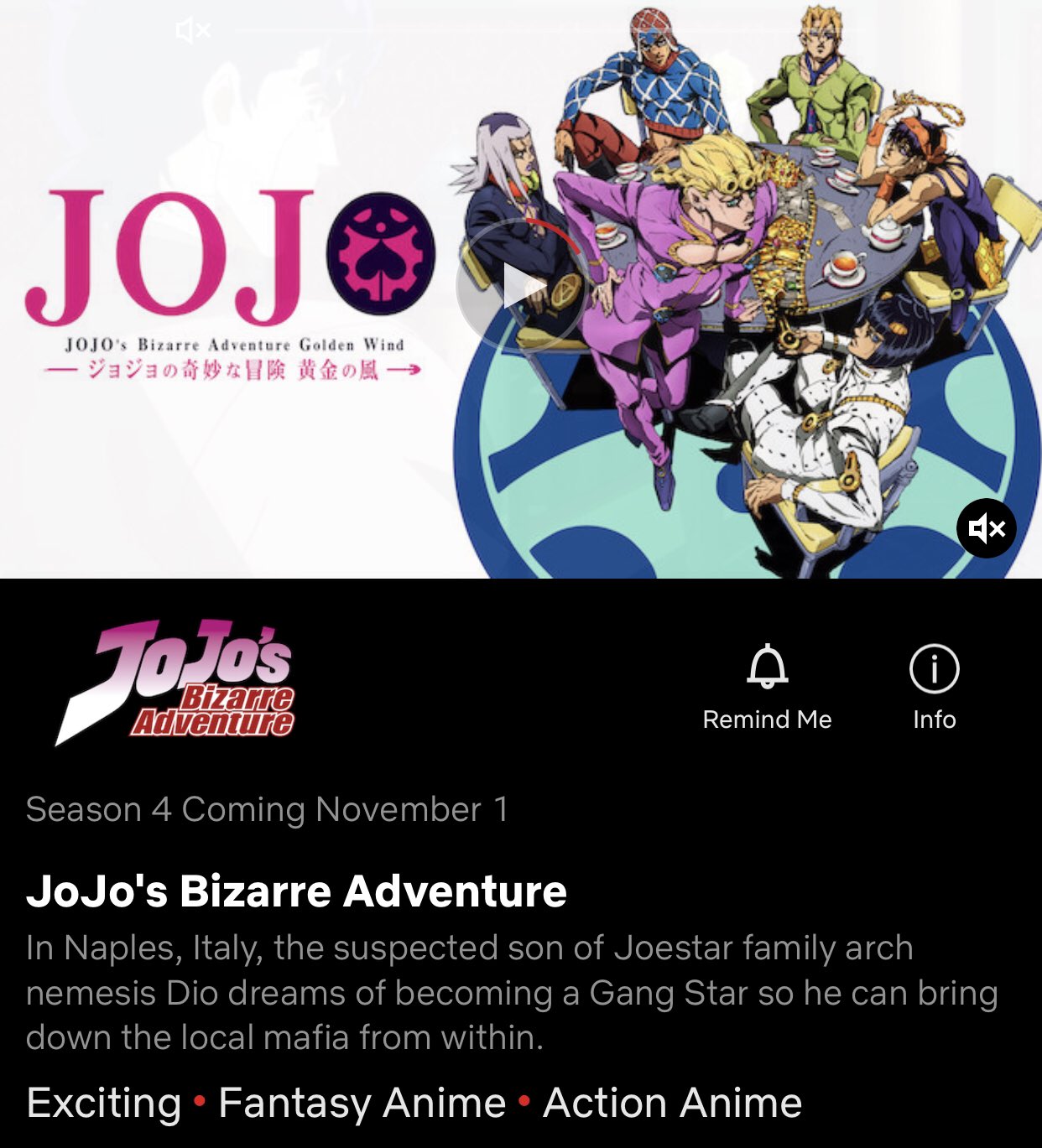 STICKER ⍟ on X: JoJo's Bizarre Adventure: Part 5 - “Golden Wind” is coming  to Netflix on November 1st, 2021!!!  / X