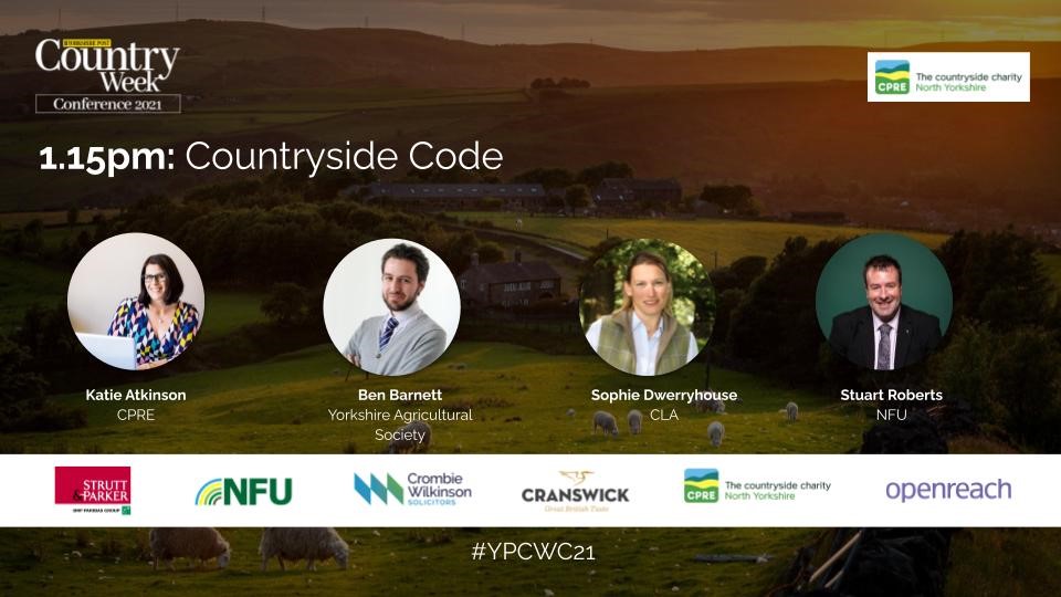 I'm pleased to be taking part in the Countryside Code discussion at this year's first free virtual Yorkshire Post Country Week Conference on Wednesday 6th October 2021.

Sign up here: countryweekconference.co.uk #YPCWC21