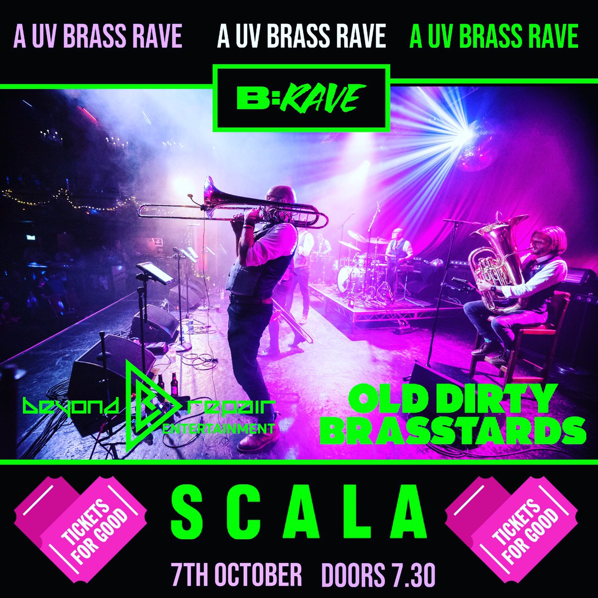 🚨TICKETS FOR GOOD!🚨

<a href="/BRAVEODBBRD/">B:RAVE</a> is teaming up with <a href="/ticketsforgood/">Tickets for Good</a> - we are giving away complimentary tickets to NHS workers!🌈

Come and enjoy a night @scalaldn with <a href="/ODBrasstards/">Old Dirty Brasstards</a> and <a href="/BeyondRepairEnt/">Beyond Repair</a> 7/10/21

Sign up to Tickets for Good here👇

ticketsforgood.org