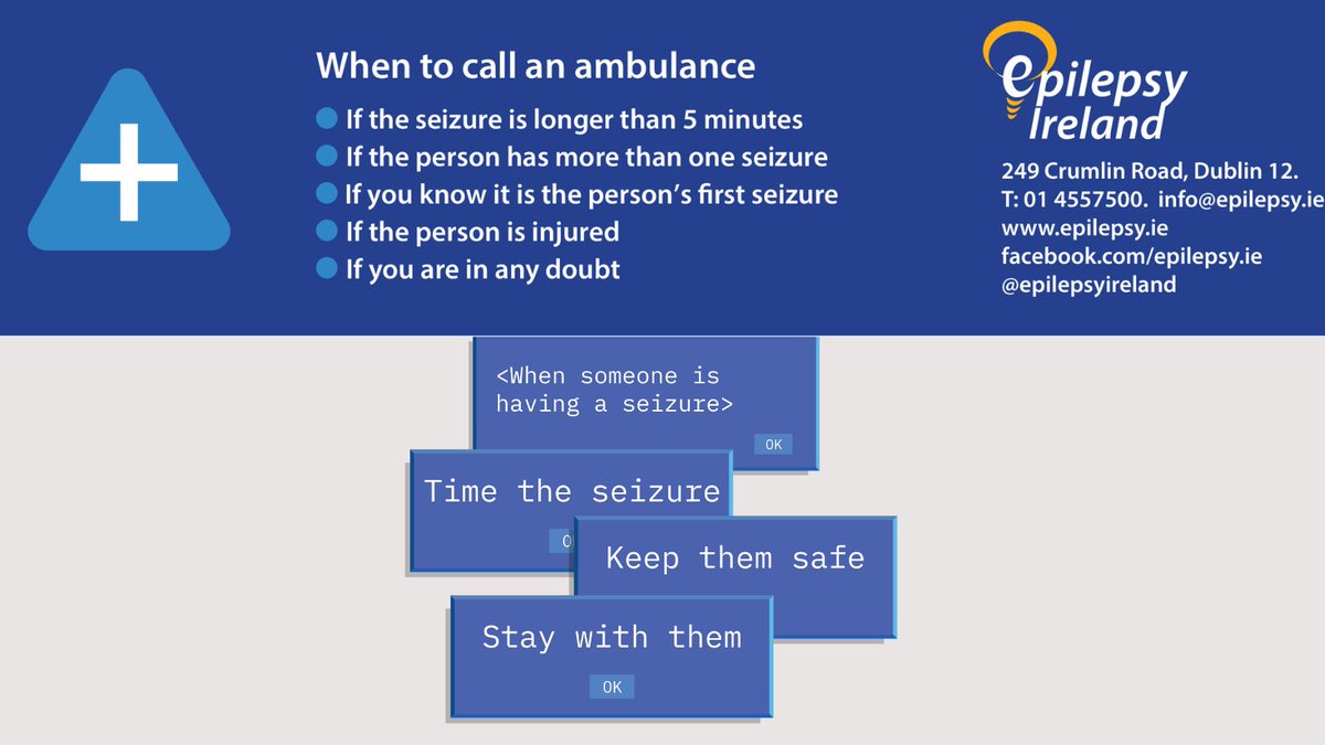 If you witnessed a person having a seizure, would you know what to do? We have three words for you: Time - Safe - Stay. Study our posters in this tweet and look back on our #EpilepsyDay campaign from earlier this year to learn more. 
#TimeSafeStay | bit.ly/3iAdeTn