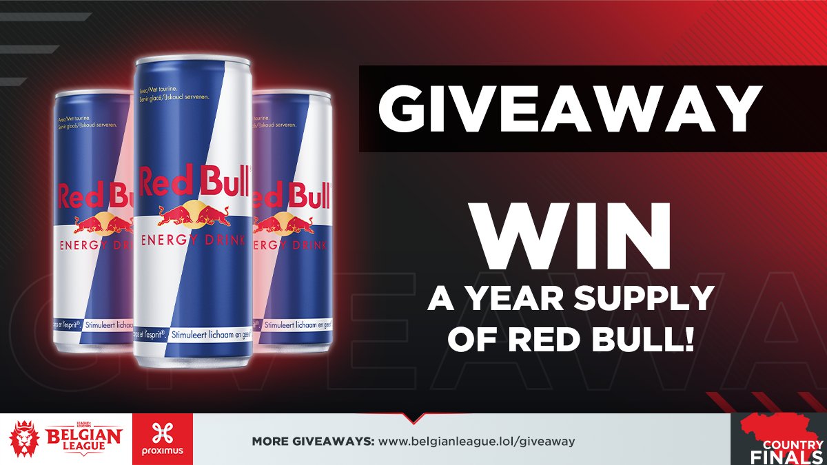 Havn muggen Utrolig Belgian Tour on Twitter: "Need some Red Bull to keep you going? Well,  you're in luck! How to enter (Belgium only): 1. Follow @lolesportsbe and  @RedBullBe 2. Retweet this post 3. Leave