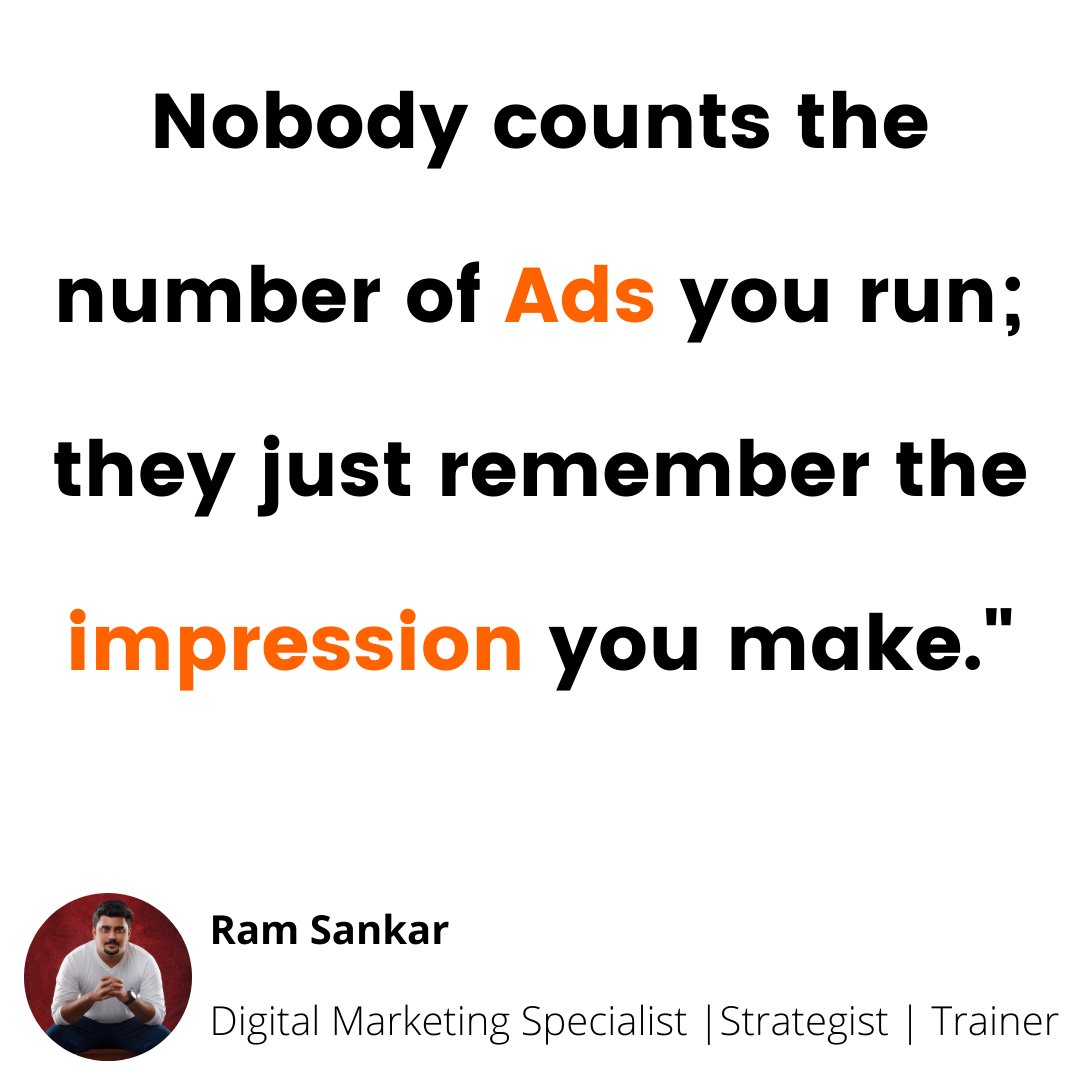 Ramsankar_c's tweet photo. It doesn't matter how many ads you give, it matters how you place that Ad!
#Ad #strategy #growth #RamSankar https://t.co/zCtNiK3peQ