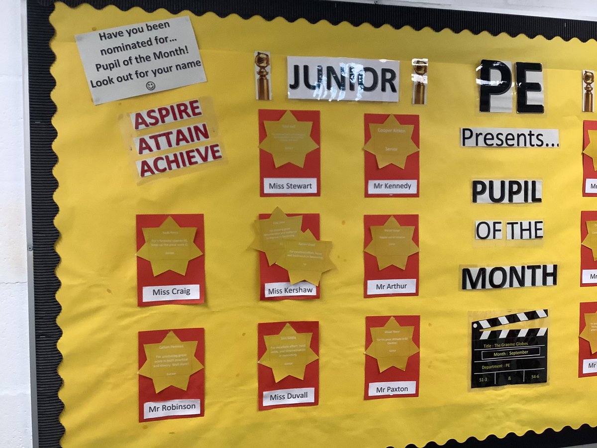 GHS_PEdept's tweet photo. Our Pupil of the Month Board for September is up! Well done to those who have been selected this time, you will receive your certificate next time you are in PE💪🏼👏🏼🏀 @GHSfalkirk https://t.co/v4AENalmHh