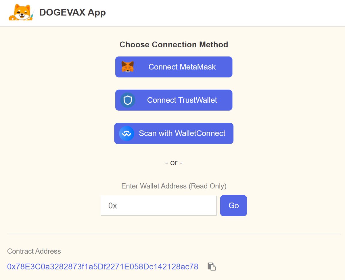 DogevaxToken's tweet photo. WalletConnect now available on our DAPP to claim your Dogecoin! Enjoy 💎😇 https://t.co/EY4HJFhNUl