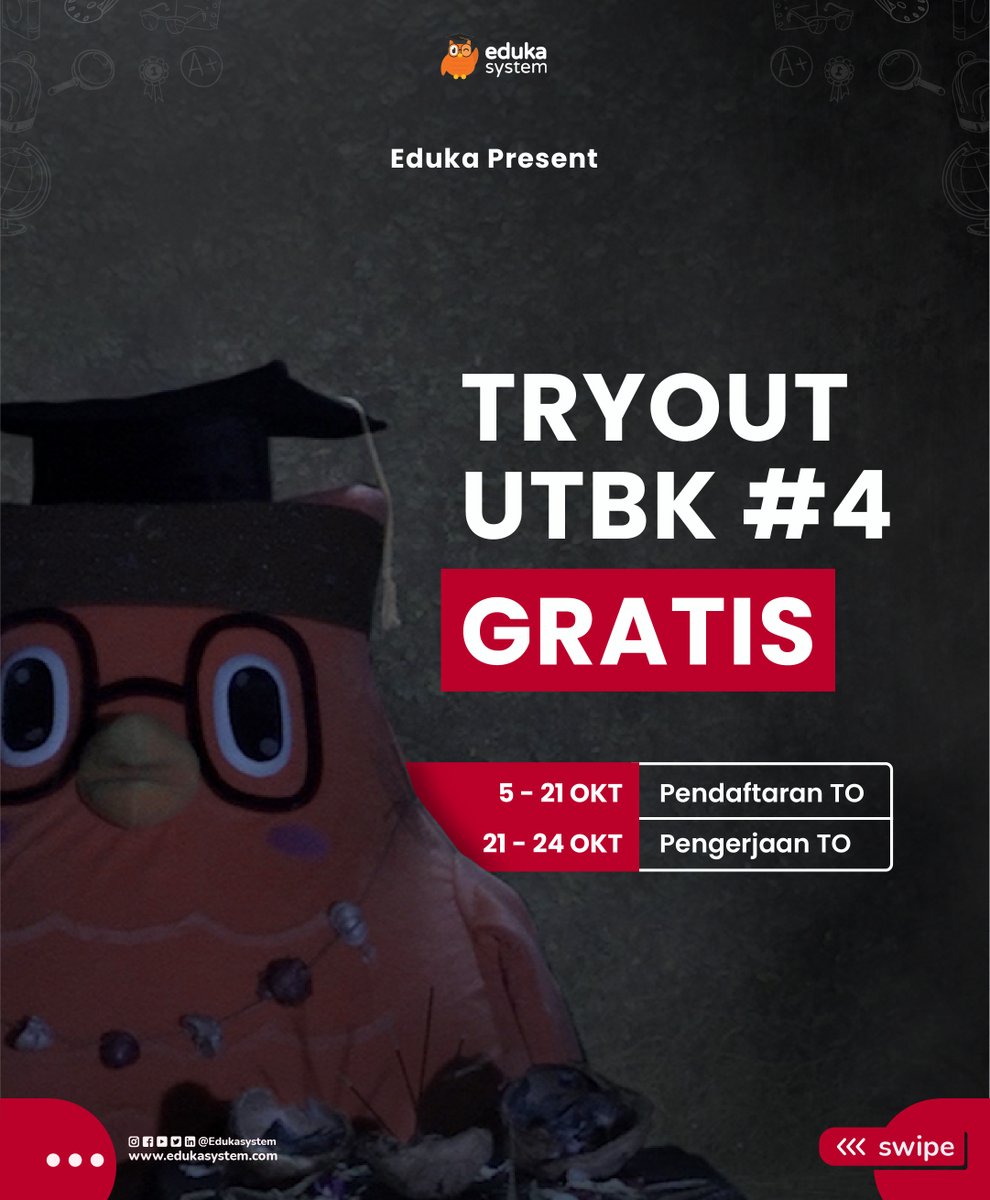 BuwhanEdu's tweet image. PENDAFTARAN TRYOUT #4 DIBUKA!!! 😆🔥

Pendaftaran: 5 - 21 Oktober 2021⁣⁣⁣⁣
Pengerjaan: 21 - 24 Oktober 2021⁣⁣⁣⁣

Caranya gimana Buw?? CEK THREAD BUAT TAKLUKKAN RASA TAKUT HADAPI UTBK! ⏬⏬