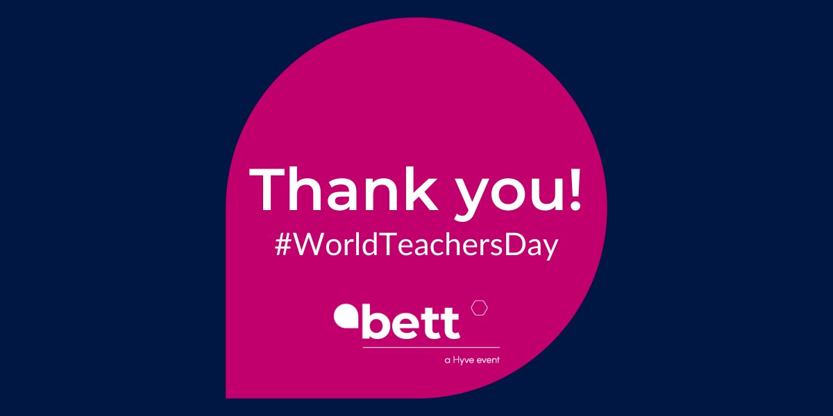 Bett_show's tweet photo. 🎓 Happy #WorldTeachersDay to all of the educators innovating classrooms across the globe!

From everyone at #Bett we thank you for continuing to educate, motivate and inspire our future generations.

#Teachers #GlobalEducation #Innovators https://t.co/XGQCDnaCHA