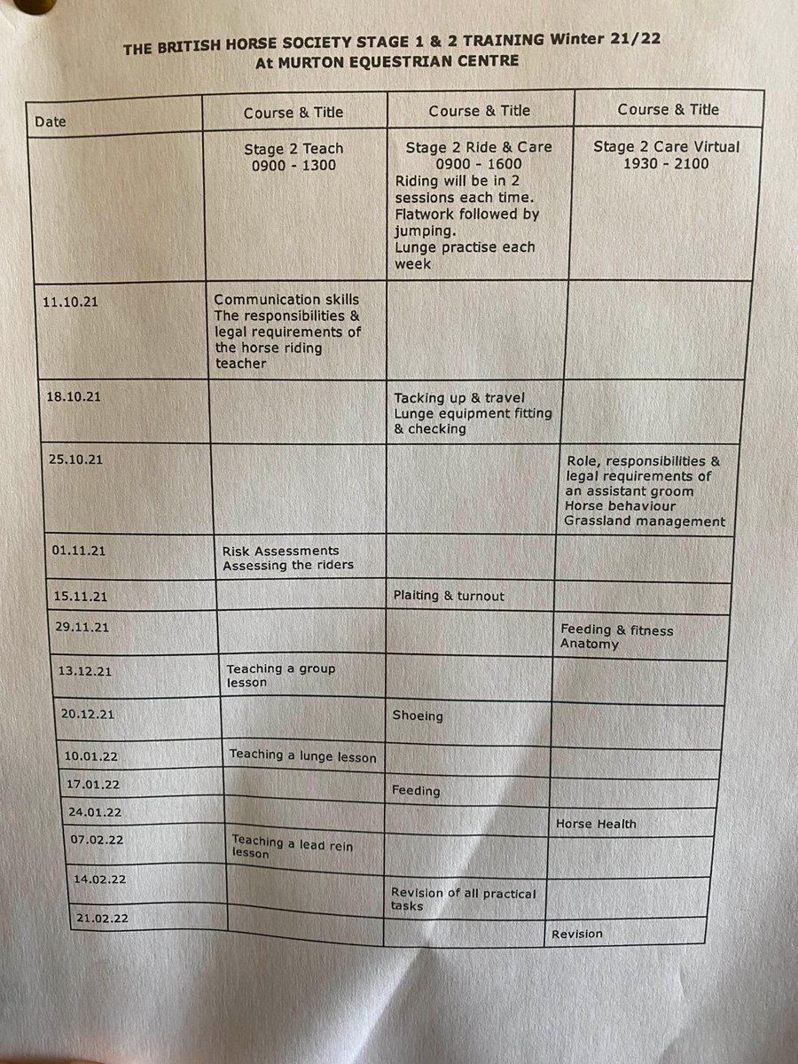 murtonEC's tweet photo. Full British Horse Society Stage 2 winter training, open to anyone who already has their Stage 1 π.
#bhsapproved #training #education https://t.co/q8hYcHb287