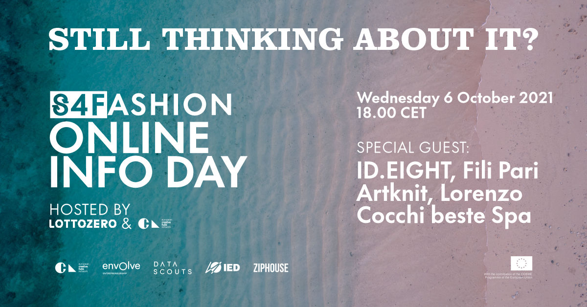 Join S4Fashion Info Day, hosted by @lottozero and ECHN.

Tomorrow, 6 October 2021, 18.00 CET!

Learn more and get your ticket:
platform.s4fashion.eu/announcements/…