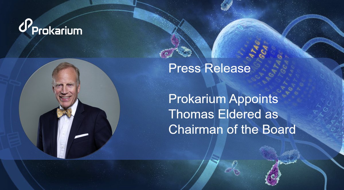 Prokarium announces the appointment of Thomas Eldered as Chairman of the Board: bit.ly/3FlIlLZ. With 30+ years of experience, including co-founding &amp; managing <a href="/RecipharmAB/">Recipharm</a>, one of the 5 largest CDMOs in the world, Thomas will be a valuable addition to the Prokarium team.