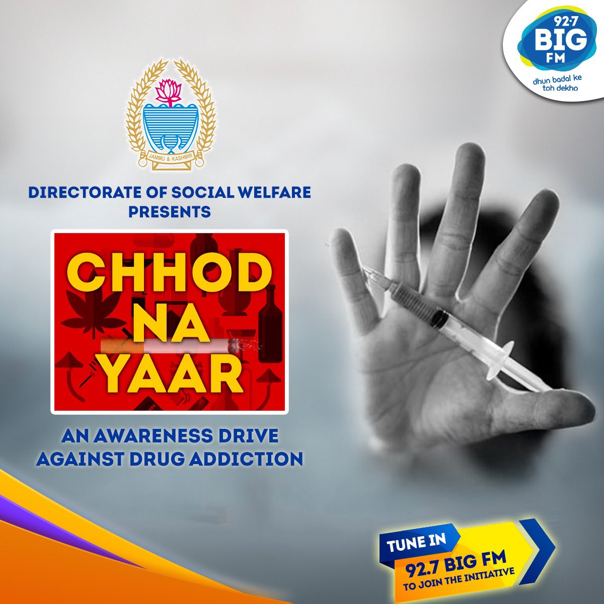 Dte of Social Welfare presents #ChhodNaYaar on @BIGFMJammu What do you think this is about?? IMP….. Though I dont think it’s difficult to guess yet I wanna give you a chance to win shopping voucher from newly opened @LEVIS exclusive store Apsara Road Gandhi Nagar…🛍