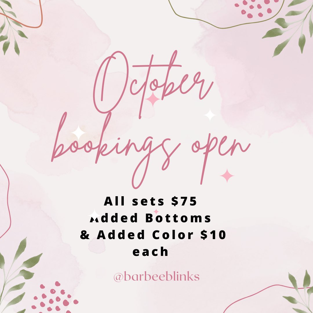 barbeeblinks's tweet photo. All sets are $75 for the entire month of October! #shsu 
Ig : Barbeeblinks https://t.co/TyY2r3o5NO