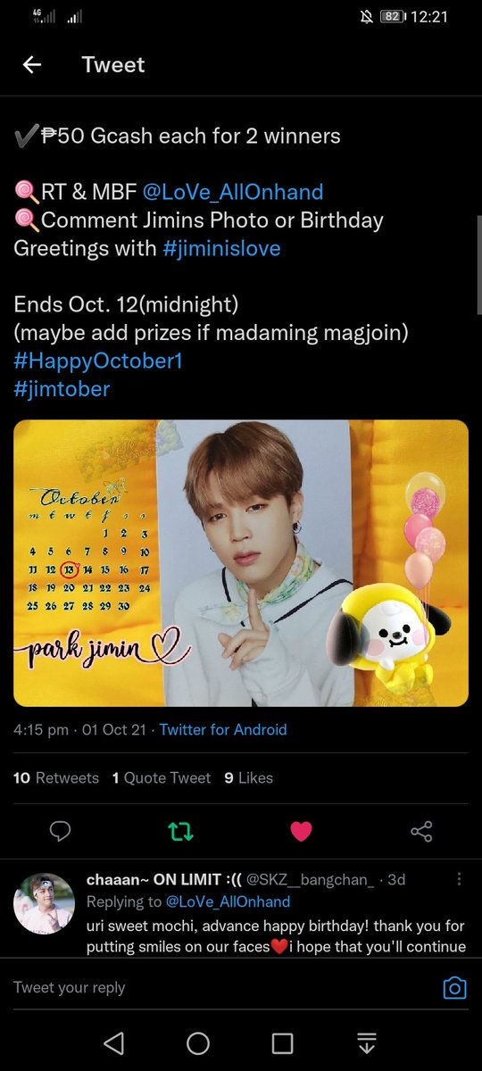 @LoVe_AllOnhand Happiest Birthday to the sweetest and most caring, our angel Jiminie thank you so much for existing and becoming a member of BTS. I love you always #jiminislove
#HappyOctober1
#jimtober