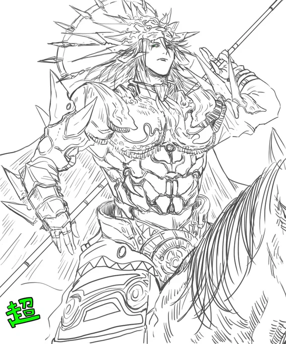 授業聞きながら描いた白銀馬超さん
鎧は適当です 