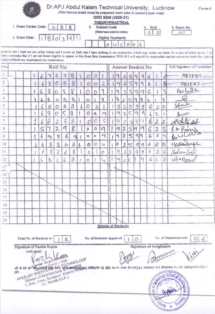 youandvic's tweet photo. @AKTU_Lucknow  @Vineetkansal2  @myogiadityanath 
 @AICTE_INDIA 
 Sir, please update the result of AUC002 of roll no. 1682681014 https://t.co/Yn2uBTLFXR