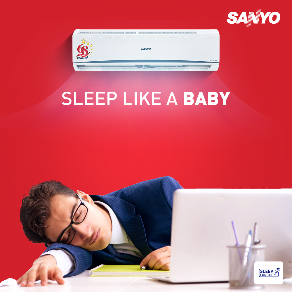 Nothing brings more joy than a comfy sleep after a long day at work. Thanks to the Sleep Function on Sanyo AC, we got you covered!

#Sanyo #technology #inverterAC #SplitAC #chilling #saving #autumn #autumn2021 #cooling