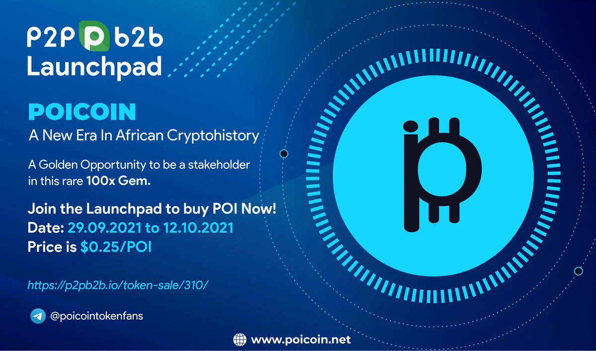 Did you know that $POI is for you as a #startup, #Business venture seeking to make a difference and for you desiring better life and #FinancialFreedom. <a href="/poicointoken/">POICOIN</a> is where you need to be.
Join our launchpad now.
Buy $POI today at $0.25 on P2PB2B
p2pb2b.io/token-sale/310/