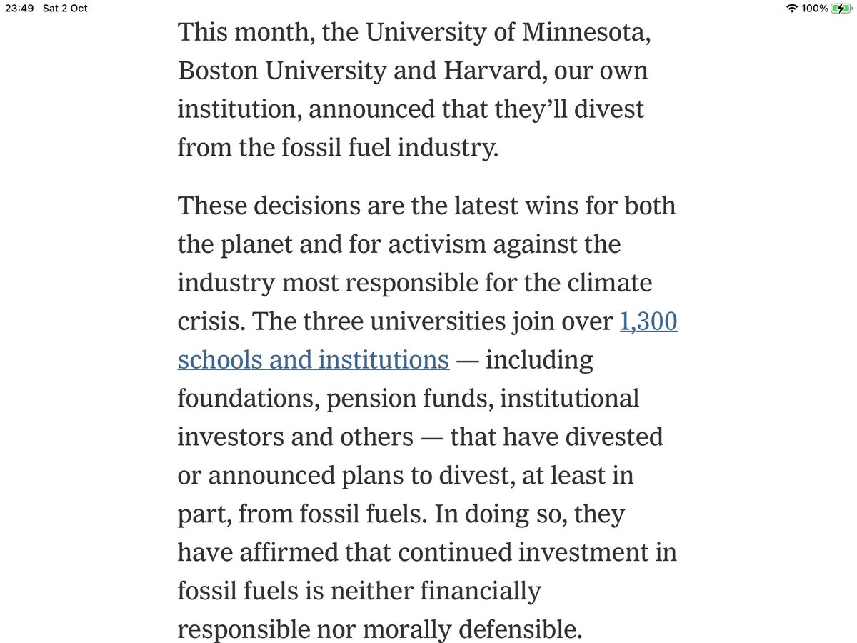 PofinaAvila's tweet photo. @SergioSarmiento Y la chulada que hicieron estas universidades, publicado por el NYT, enfatizando que continuar con la explotación petrolera es financieramente irresponsable y moralmente indefendible  e inaceptable diría yo. https://t.co/hFd3kOPQHC