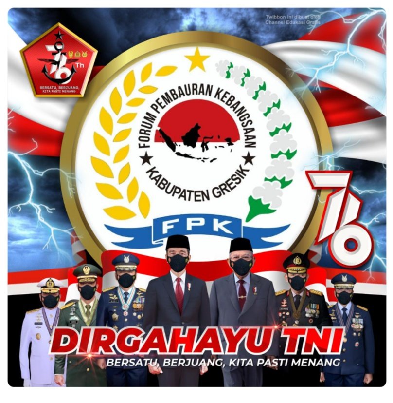 fpkgresik's tweet image. Dirgahayu TNI ke-76
Bersatu, Berjuang, Kita Pasti Menang.

Indonesia jaya sentosa!

#huttni76 #fpk #fpkgresik