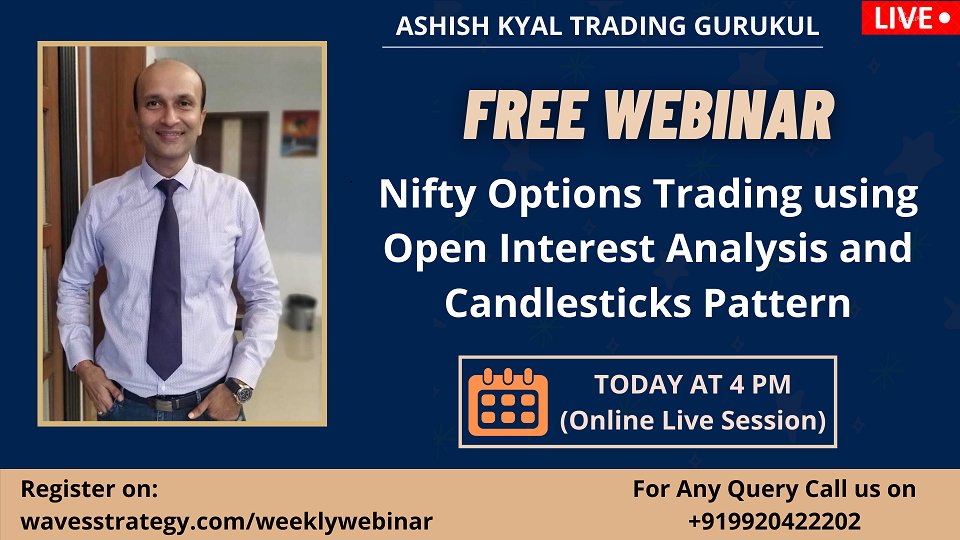 kyalashish's tweet photo. I will be discussing the #Nifty Options Trading strategy using #OpenInterest Analysis and #CandlesticksPattern. Join me live today at 4pm. Don't miss out! Here is the link - https://t.co/QZjIyE9Io7
#Trading #stockmarket #Nifty #Webinaralert #AKTradingGurukul #options https://t.co/f7vxowPPJS