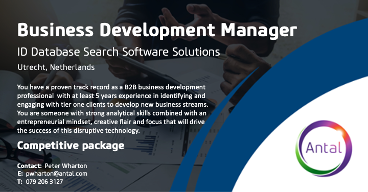Am searching for a successful #B2B  #businessdevelopment professional with experience in  developing new business streams for pioneering software companies for Utrecht-based career opportunity. bit.ly/bizdevNL 
<a href="/Antal_Intl/">Antal International</a> #Recruiting #Careers
