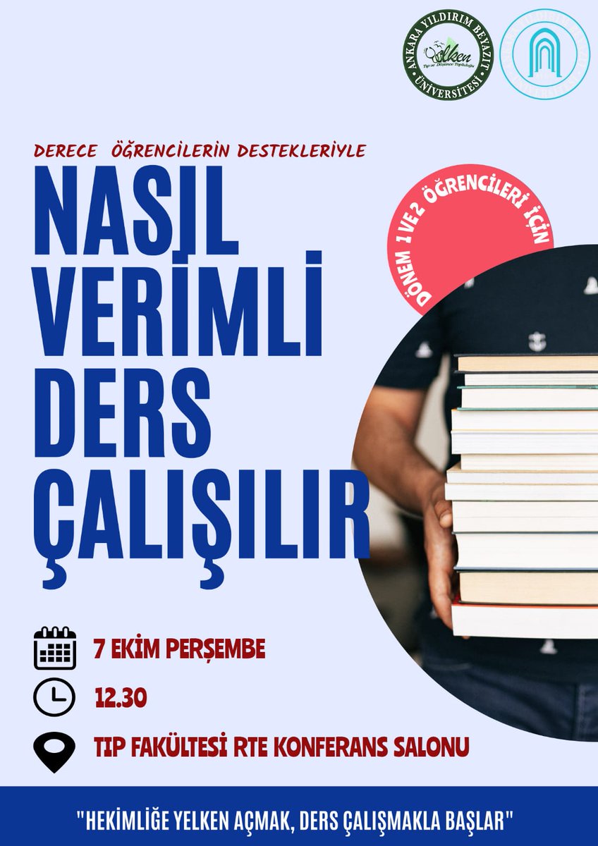 AybuYelken's tweet photo. AYBÜ Yelken Tıp ve Düşünce Kulübü* olarak sizlerle beraberiz. 
Başlamış olduğunuz zorlu tıp eğitiminde size yol göstermek amacı ile fakültede derece yapan İnt. Dr. Yusuf KARADAĞ tecrübelerini sizlerle paylaşıyor.
Etkinliğimizin katılım linkine biodan ulaşabilirsiniz. https://t.co/hdiKOyh1jp