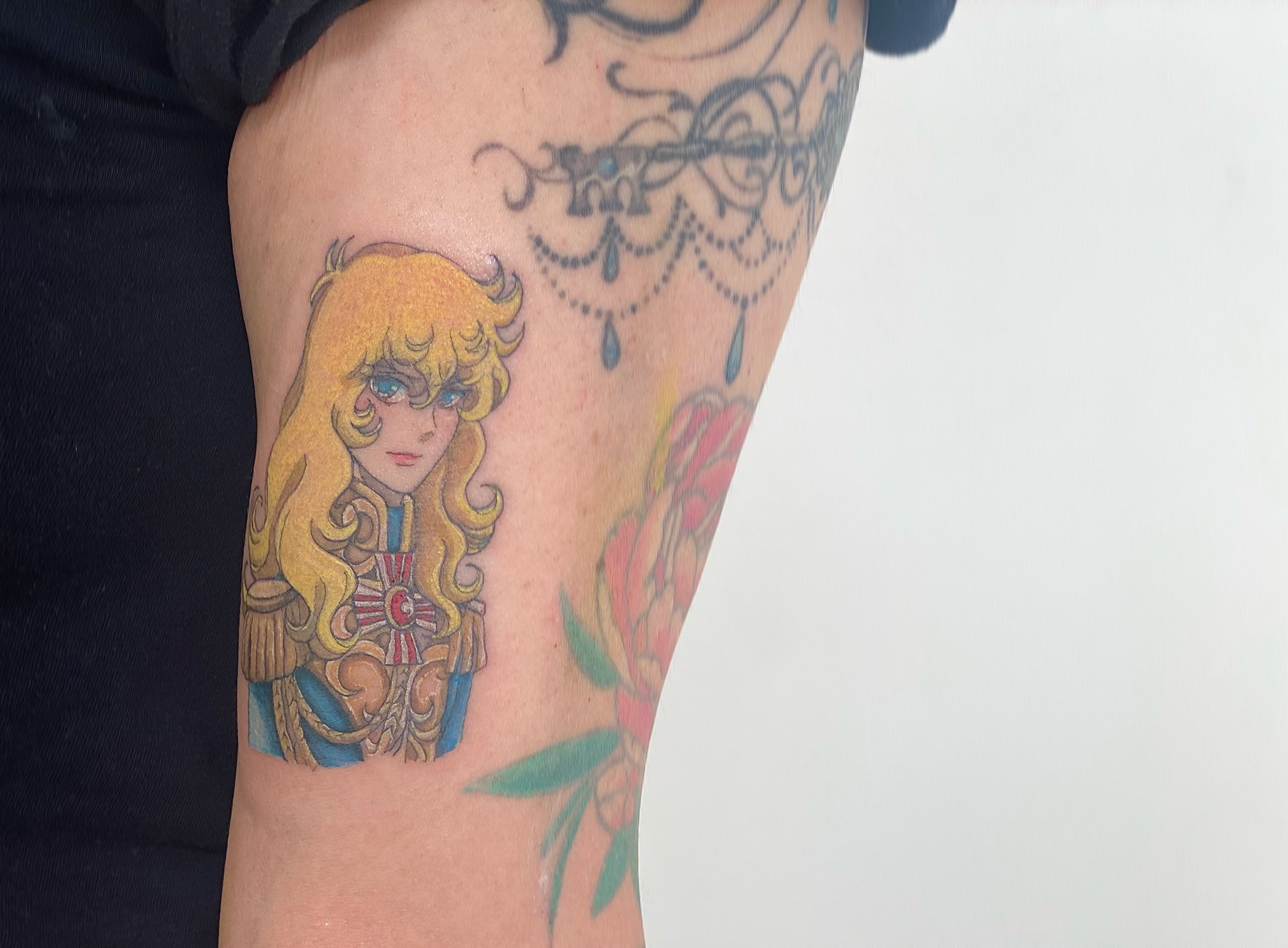 Arrudemo セム 本日はオスカル様 美しい とてもお似合いでした いつもありがとうございます 彫り師見習い タトゥー タトゥー好きと繋がりたい タトゥー女子 ベルばら オスカル 漫画タトゥー カラータトゥー アニメタトゥー アニメ