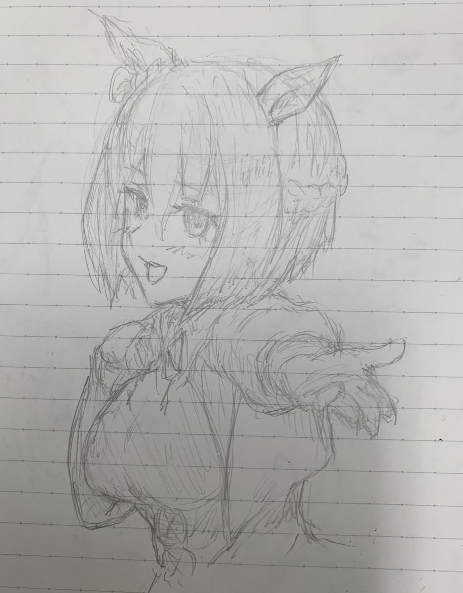 これは講習の眠気覚ましのたびに描いていたら、それなりに完成したスペちゃんのラクガキ 