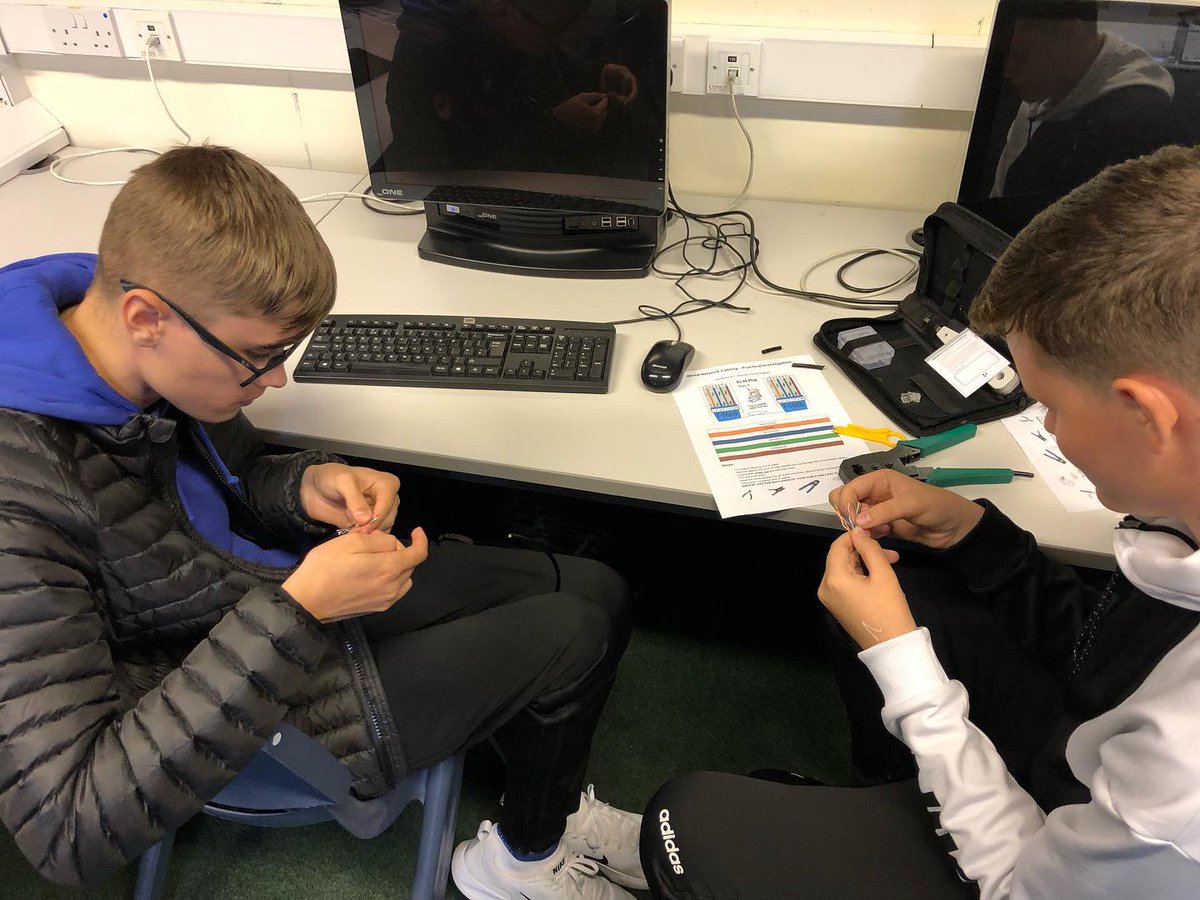 ParkViewCLS's tweet photo. Year 12 ICT students applying the skills developed on their course, to wire up Ethernet TCP/IP Network segments. 
They wired their own cable runs from scratch &amp; tested using communications technology  microelectronic fault finding.

#ICT #SixthForm #KS5 #NetworkingCareers https://t.co/ICRFJUoWqj