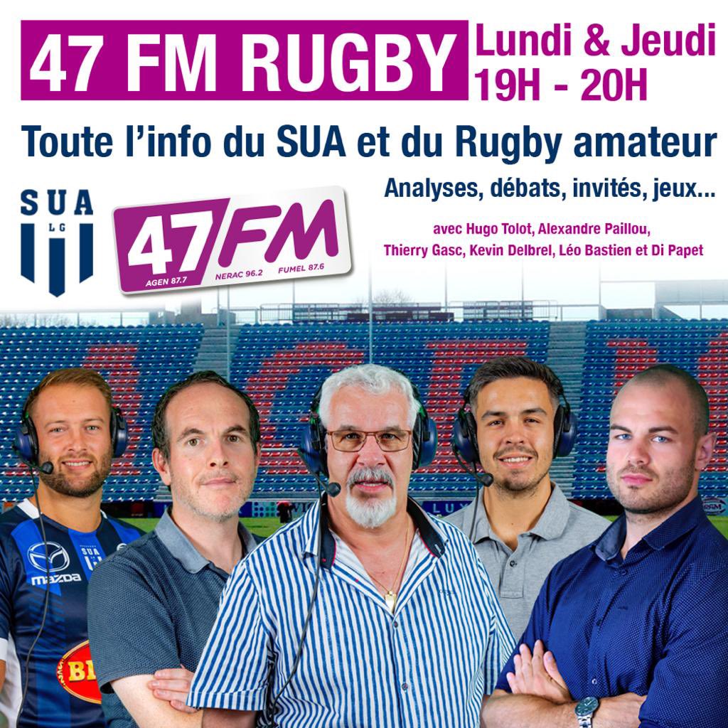 Tous les lundis et jeudis sur #47FM : 47FM Rugby Cc <a href="/villeagen/">Ville d'Agen 🇫🇷🇪🇺🇺🇦</a> <a href="/agen_rugby/">Agen Rugby - SUA LG</a>