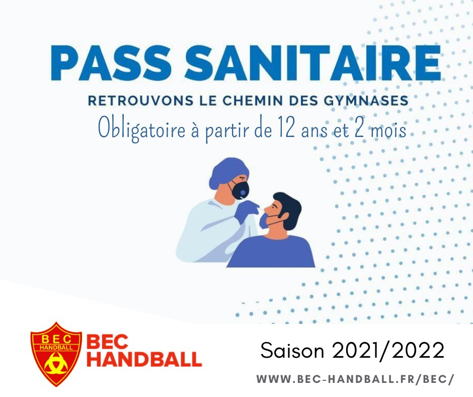 🚨Le pass sanitaire est obligatoire dès 12 ans et 2 mois, à la fois pour les entrainements et les matchs.
Le QR code devra être présenté à l'entrée du gymnase. Merci !  
urlr.me/Lpb6Z