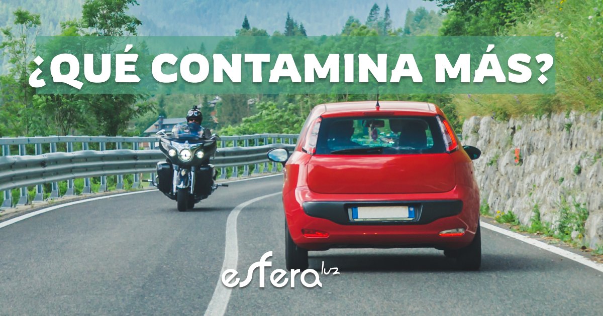 ¿El coche contamina más que la moto porque es más pequeña? ¡Pues NO! El motor de una moto emite 16 veces más hidrocarburo, y tres veces más CO2 que los coches. Así que si podemos, mejor si nos pasamos a la bicicleta y le damos vidilla a nuestras piernas😉esferaluz.es