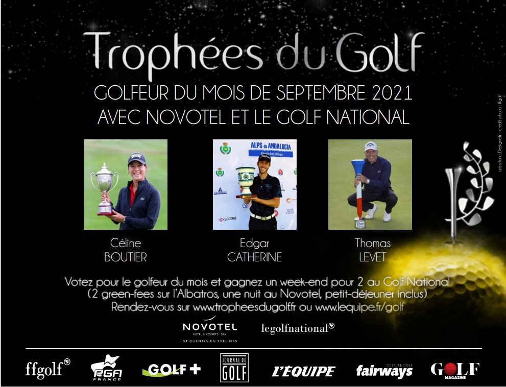 C'est l'heure de voter pour le golfeur du mois de septembre entre @celineboutier vainqueur du @LacosteLODF @LETgolf @EdgarCatherin vainqueur du #alpsdeandalucia @alpstourgolf @thomaslevetgolf double vainqueur sur le @euLegendsTour 
Votez sur tropheesdugolf.fr/#GoFrenchies #tropheesgolf