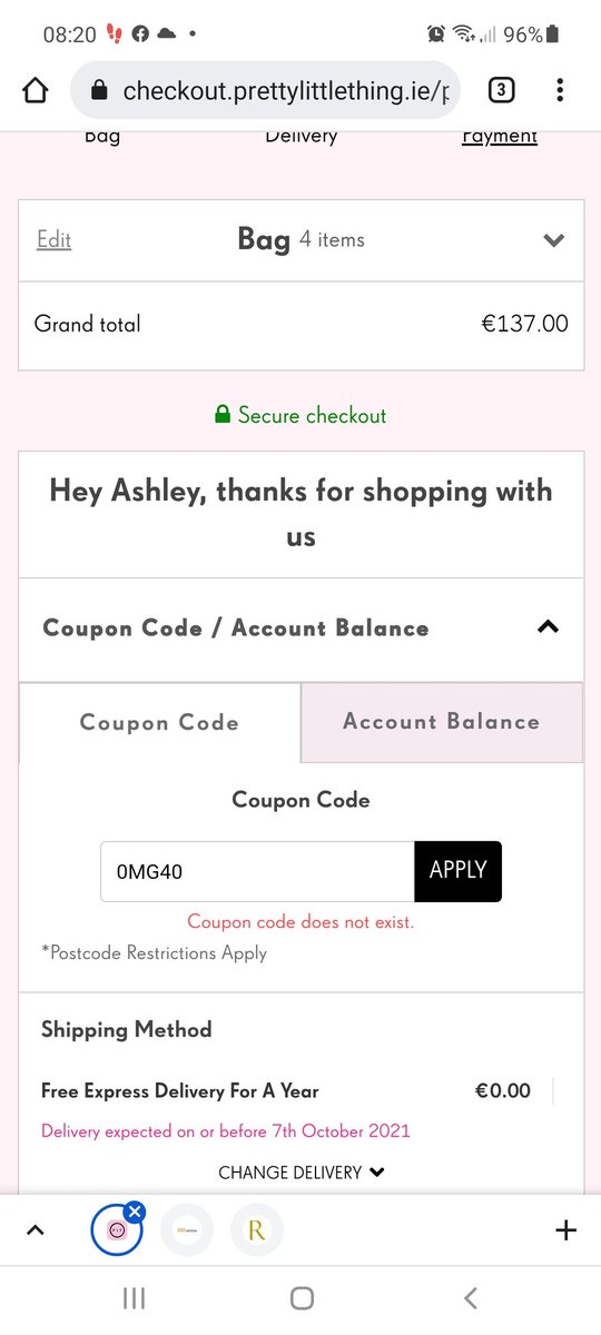 AshRyanDonal's tweet photo. @OfficialPLT It wont let me use the discount code? It says coupon code does not exist but it still displayed on yere page? Please see picture attached https://t.co/B1mqczSJVe