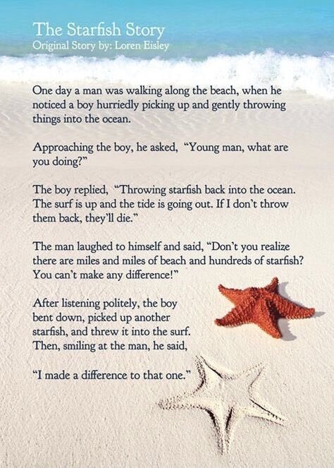 This is on a wall in our office and is a daily reminder of the work that we (and all good financial planners) do. 👇

We can’t help everyone in the world, but we can help every one of the families we work with.

One. Family. At. A. Time.