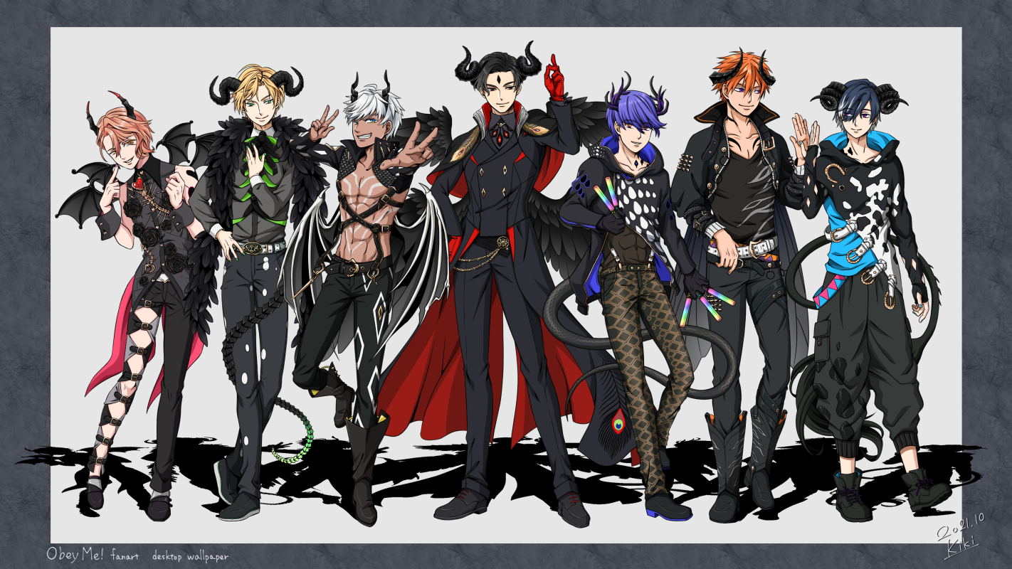 鬼騎 完成 悪魔７兄弟の壁紙イラスト 壁紙サイズで作ったので ご自由にご利用ください 非公式のファンアート 私はさっそく設定しました 自分のために作成したやつ Free Distribution Of Desktop Wallpapers Fanart Pc Size Wallpaper