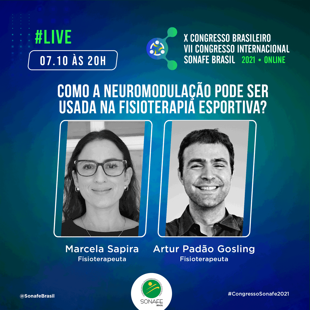 🚨 Alerta de LIVE
@arturpadaofisiodor e <a href="/masapira/">まさ</a>.fisio vão bater um papo com você e com @katherinneferro sobre neuromodulação. 
🔔No Instagram <a href="/sonafebrasil/">Sonafe Brasil</a> 

sonafe2021.com.br

#SonafeBrasil #fisioterapiaesportiva #fisioterapia #congresso #neuromodulacao