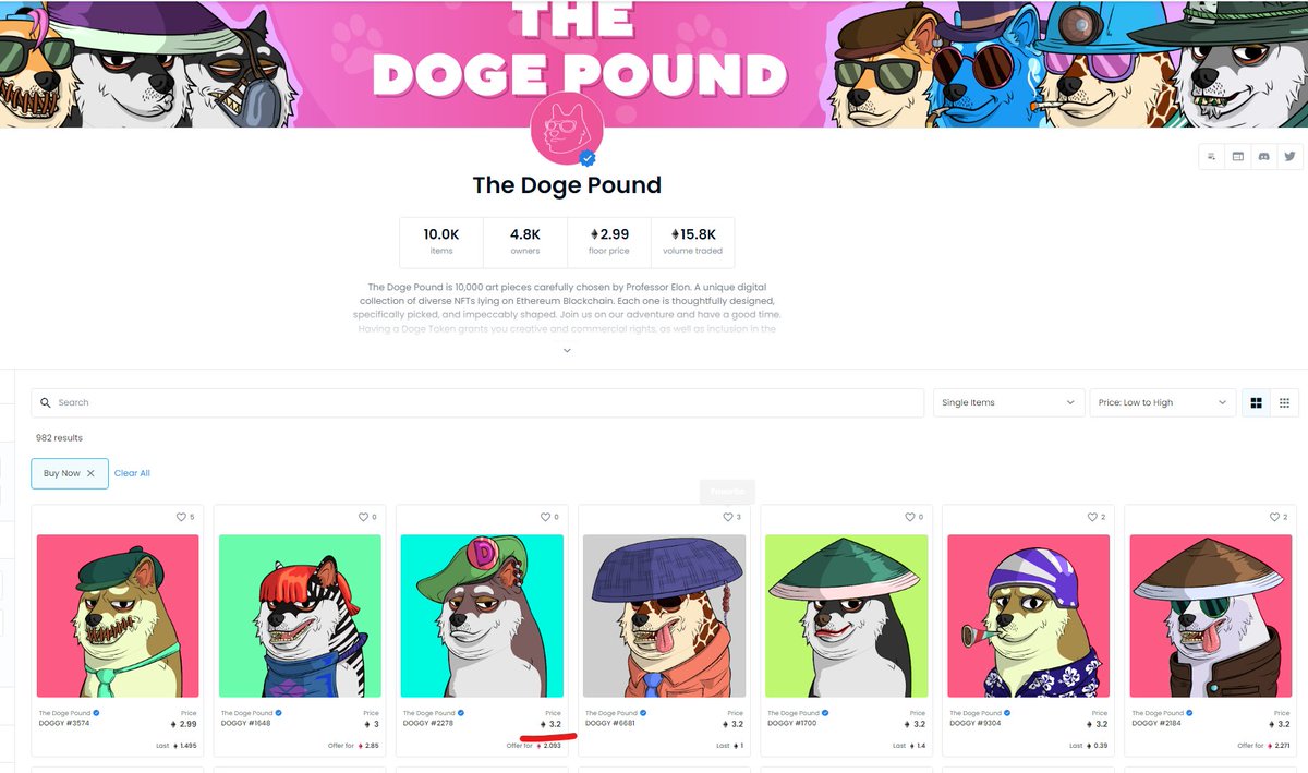 ZssBecker's tweet photo. Really proud of Doge Pound. 2 dogs to a 3.2 ETH floor that just keeps rising.

There's no mid to blue chip team that works harder for their community. 

DP didnt get this price via shilling/the NFT aristocrats deeming it "the next pump". It ate dirt and earned it. https://t.co/MV6OQgbEnP