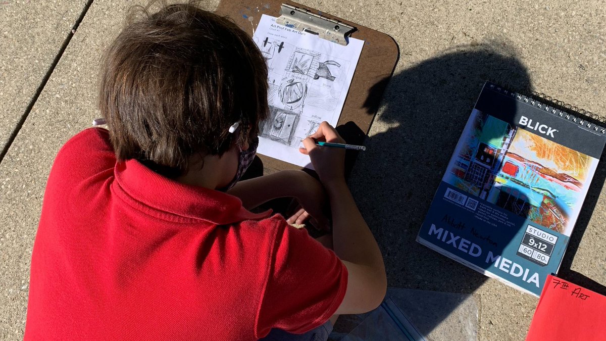 PennfieldSchool's tweet image. Challenge accepted - 7th grade artists focus on line value &amp;amp; visual narrative in these art dares where they sketch out vocabulary words. #artdare #linevalue #middleschoolart