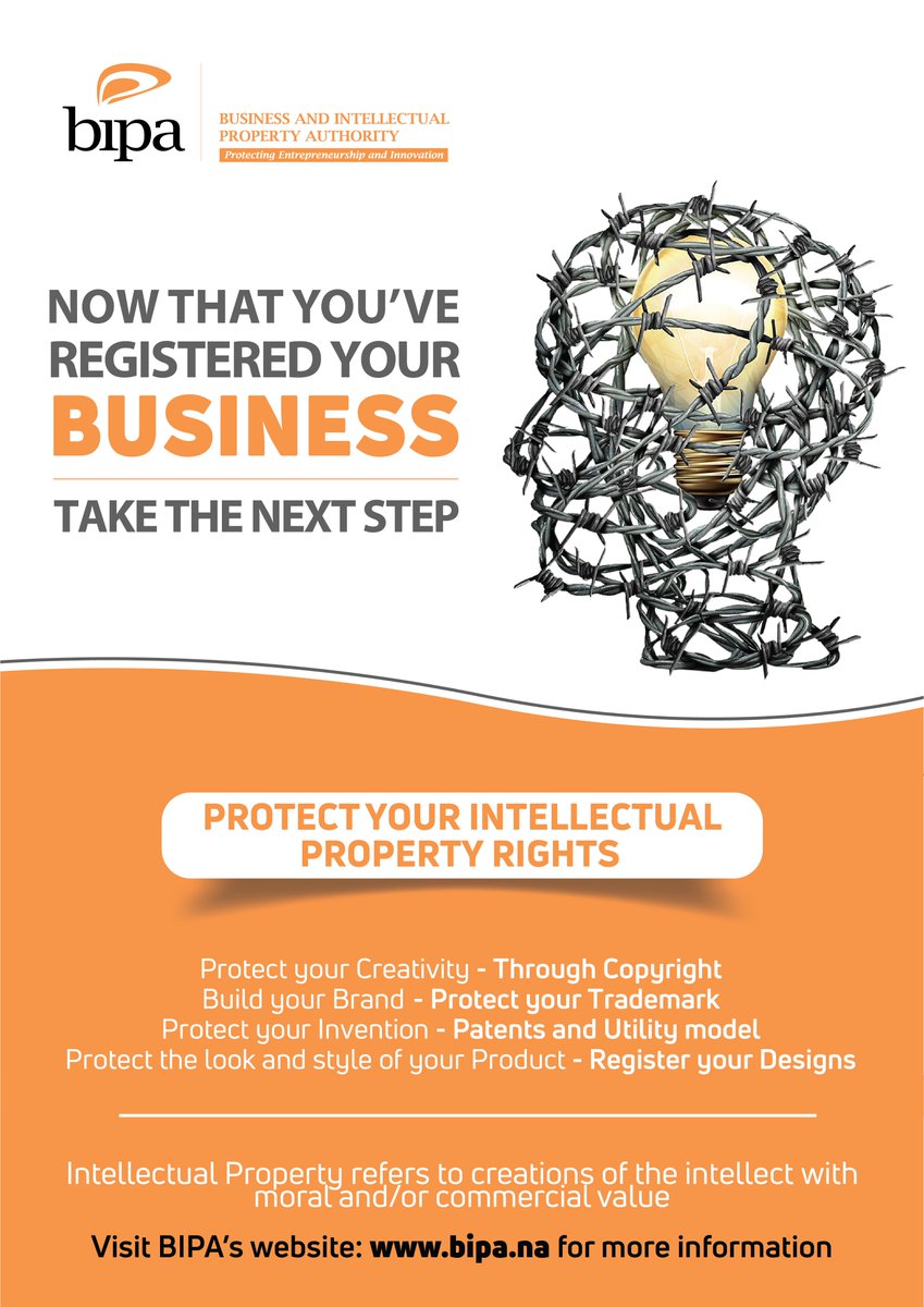 bipa_nam's tweet image. So, you have got a great idea and have registered your business. Now, it is time to protect your creation. 

Visit: bipa.na/intellectual-p… to find out how.

#trademark #IP_Protection #bipa