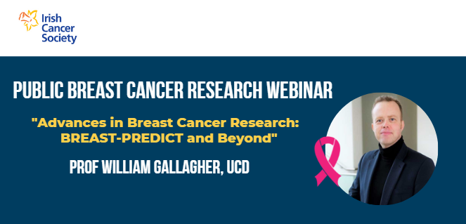 IrishCancerSoc's tweet photo. Don't miss our breast cancer research webinar next Tuesday, 12 Oct. This is a public webinar, open to everyone

'Advances in Breast Cancer Research: @BREAST_PREDICT &amp; Beyond' will be presented via Zoom by William Gallagher of @PrecisionOncIre

✏️Register: https://t.co/OSTQbEqM0b https://t.co/dJH1gpWVb9