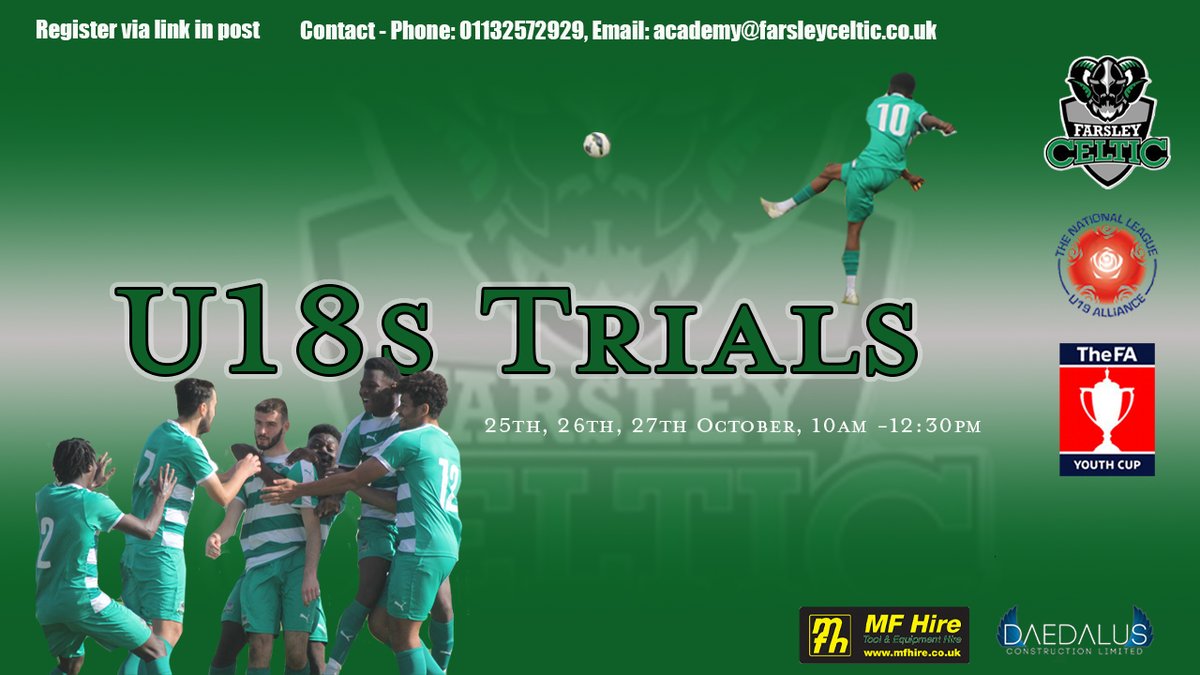 ammersacademy's tweet photo. 𝐔𝟏𝟖 𝐭𝐫𝐢𝐚𝐥𝐬

Register: https://t.co/nCCojIjBsU

📅 25th-27th October (Mon-Wed), 10am - 12:30pm
🏟 Mon, Tue -TBC. Wed - The Citadel

Parents are encouraged to attend our presentation regarding both the football and educational programmes, held on Wednesday at The Citadel. https://t.co/EWoVy6Ue56