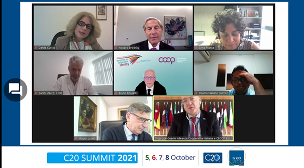 CICOPA's tweet photo. Our Vice-President @GiuseppeGuerin1 speaking today, alongside our Japanese member Osamu Nakano from @jwcu_pr, at the #C20summit Side Event: the #Coops Model as an Expression of Civil Society for an Inclusive and Sustainable Recovery https://t.co/UtaPiiZatW