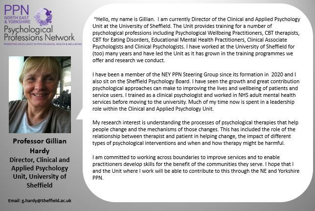 NEandY_PPN's tweet photo. Welcome to the NEY PPN. Week 3’s first ‘human library’ post is from Professor Gillian Hardy who is a member of the NEY Steering Group. If you want to know more about our PPN join the ‘Pop-Up Event’ 8th October 12-1pm. Click here - https://t.co/oqK76FY0OA… https://t.co/dzSqeX216J