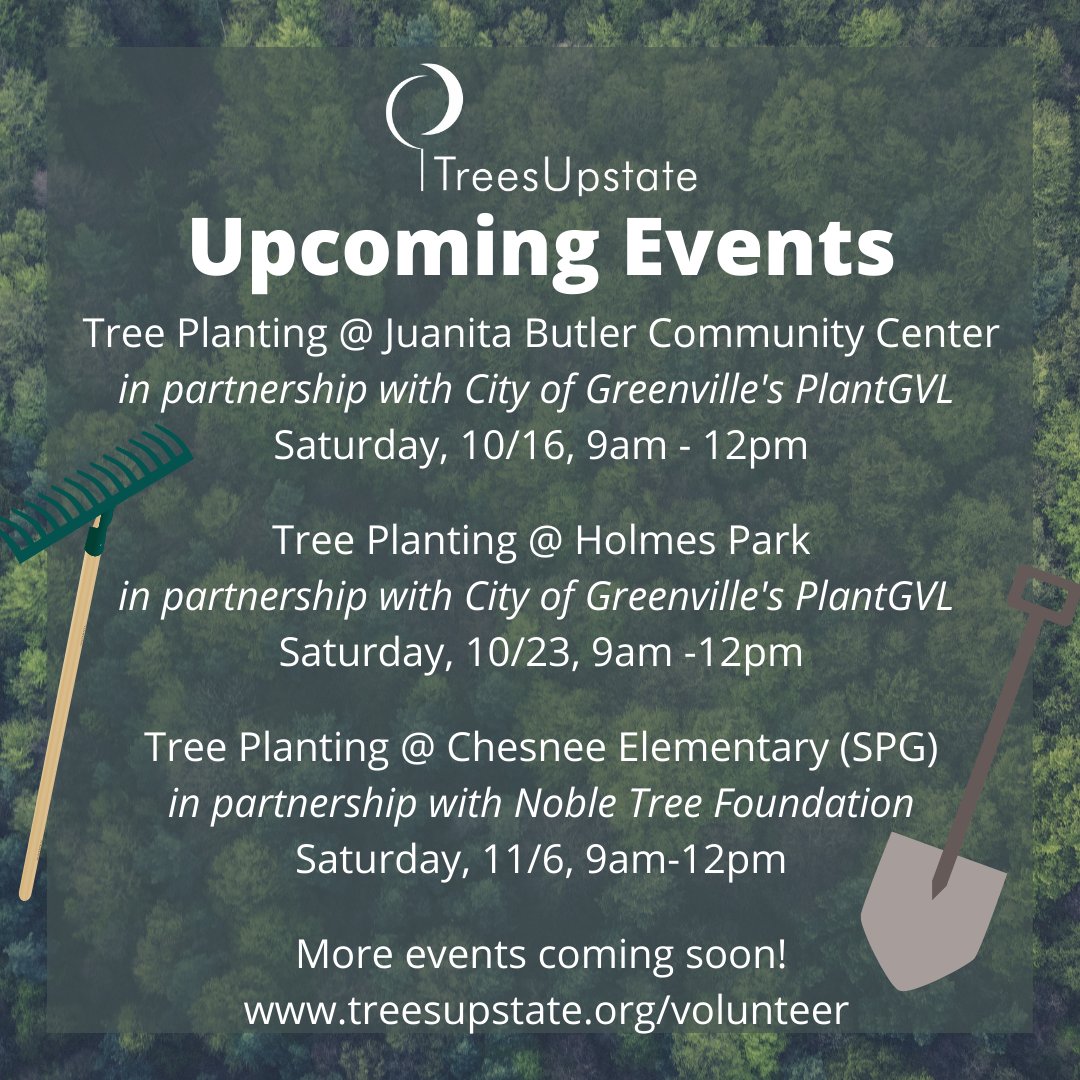 TreesUpstateSC's tweet image. It&apos;s the most wonderful time of the year- tree planting season is here! Register to volunteer today: treesupstate.org/volunteer

@CityGreenville, let&apos;s #PlantGVL! #yeahTHATgreenville