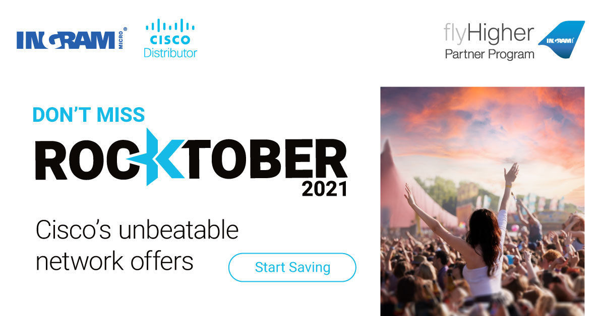 IMCISCOEMEA's tweet photo. #Cisco promotions. Back with a bang! Discover the Rocktober offers available through #IMflyHigher #IMRocktober #CiscoNetworking
https://t.co/ps50J0RkS8 https://t.co/NFqng1IaqB