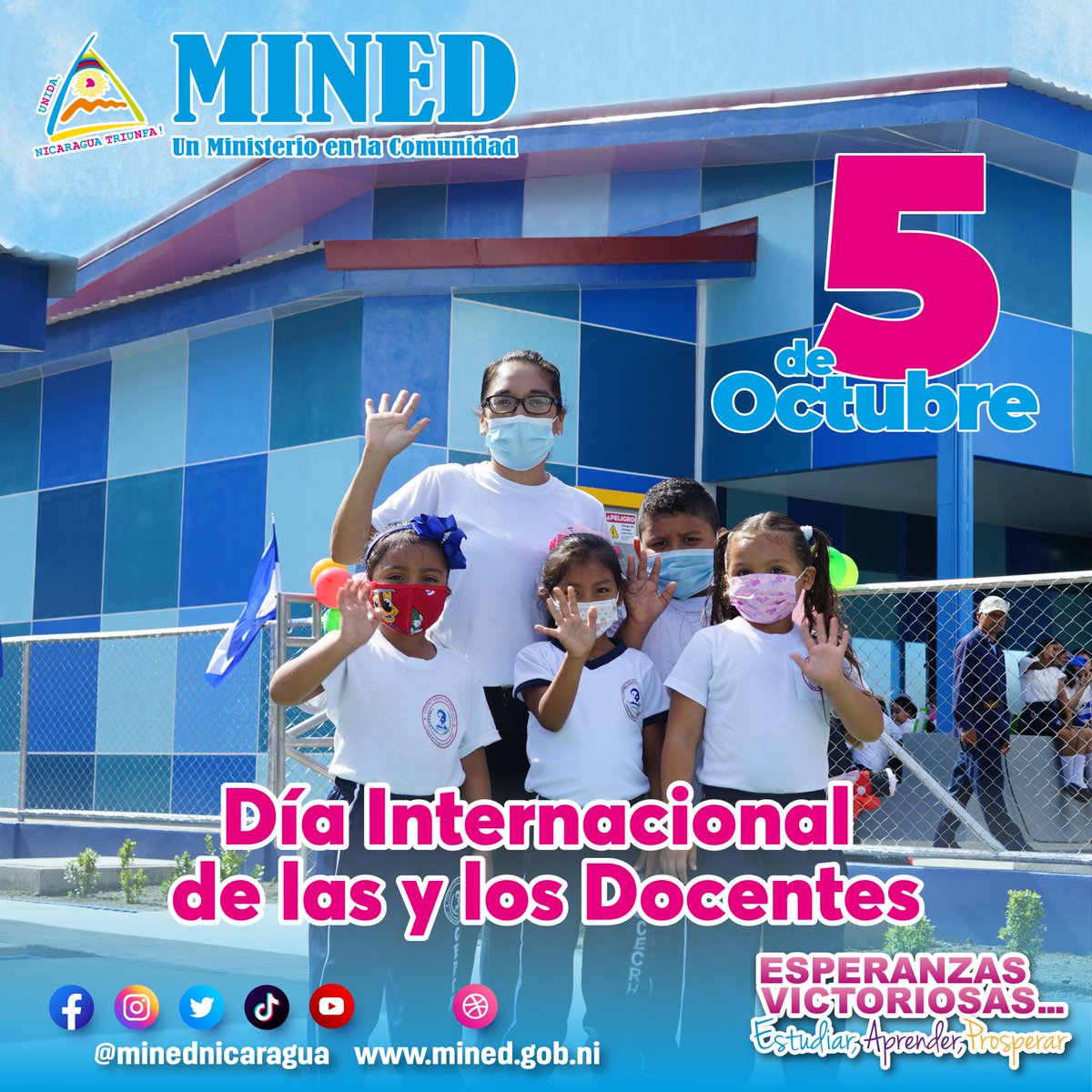 5 de octubre | Día Internacional de las y los Docentes, gracias por enseñar con amor, paciencia, dedicación y ser un pilar fundamental en la educación.

¡Feliz Día Docentes! 👩🏼‍🏫👨🏼‍🏫🎉

#TodosJuntosVamosAdelante 
#UnidadParaLaProsperidad